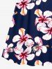 Plus Size Hibiscus Flower Print Hawaii Surplice A Line Cami Dress -  