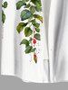 Plus Size Tropical Leaf Hibiscus Flower Branch Print Hawaii Button Pocket Shirt For Men -  
