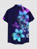Chemise hawaïenne grande taille à imprimé fleurs d'hibiscus, feuilles et branches, avec poches boutonnées, pour homme - Noir S