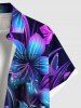 Plus Size Hibiscus Flower Leaf Branch Print Hawaii Button Pocket Shirt For Men -  