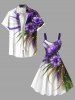 Robe débardeur hawaïenne trapèze grande taille à imprimé fleurs et feuilles pailletées - Blanc 4X