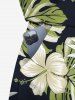 Combinaison hawaïenne grande taille à imprimé feuilles tropicales et fleurs d'hibiscus avec cordon de serrage et poches - Noir M