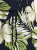 Combinaison hawaïenne grande taille à imprimé feuilles tropicales et fleurs d'hibiscus avec cordon de serrage et poches - Noir M