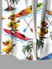 Plus Size Coconut Tree Duck Sailboat Sea Print Hawaii Button Pocket Shirt For Men -  