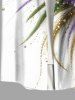 Plus Size Flower Leaf Glitter Sequins Print Hawaii Button Pocket Shirt For Men -  