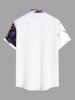 Plus Size Flower Leaf Glitter Sequins Print Hawaii Button Pocket Shirt For Men -  