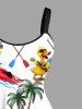 Plus Size Coconut Tree Duck Sailboat Sea Print Hawaii A Line Tank Dress -  