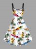 Robe débardeur grande taille à imprimé cocotier, canard, voilier, mer, style hawaïen, coupe trapèze - Blanc 5X