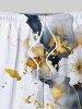 Plus Size Ink Painting Tie Dye Hibiscus Flower Print Hawaii Drawstring Pocket Beach Shorts For Men -  