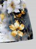 Plus Size Ink Painting Tie Dye Hibiscus Flower Print Hawaii Drawstring Pocket Beach Shorts For Men -  