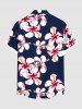 Chemise hawaïenne grande taille à imprimé fleurs d'hibiscus et poches boutonnées pour homme - Noir XL