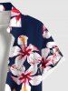 Plus Size Hibiscus Flower Print Hawaii Button Pocket Shirt For Men -  