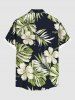 Chemise hawaïenne grande taille à imprimé feuilles tropicales et fleurs d'hibiscus pour homme - Noir 3XL