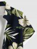Chemise hawaïenne grande taille à imprimé feuilles tropicales et fleurs d'hibiscus pour homme - Noir 3XL