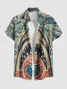 Plus Size Shark Heart Skulls Diver Print Buttons Pocket Hawaii Shirt For Men -  