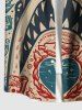 Plus Size Shark Heart Skulls Diver Print Buttons Pocket Hawaii Shirt For Men -  