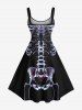 Plus Size Skeleton Print Tank Dress -  