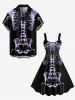 Plus Size Skeleton Print Tank Dress -  