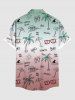 Chemise hawaïenne grande taille à imprimé cocotier, lunettes de soleil, parapluie, vagues de la mer, boutons, poche, pour homme - Vert L