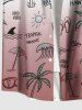 Plus Size Coconut Tree Sun Sunglasses Umbrella Sea Waves Ombre Print Buttons Pocket Hawaii Shirt For Men -  