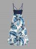 Plus Size Flowers Tropical Leaf Print Surplice Hawaii Cami Dress -  