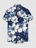 Plus Size Flowers Print Buttons Pocket Hawaii Shirt For Men -  