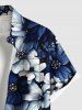 Plus Size Flowers Print Buttons Pocket Hawaii Shirt For Men -  