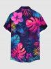 Chemise hawaïenne grande taille à imprimé feuilles tropicales et fleurs d'hibiscus, avec poches et boutons, pour homme - Bleu 2XL