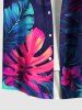 Chemise hawaïenne grande taille à imprimé feuilles tropicales et fleurs d'hibiscus, avec poches et boutons, pour homme - Bleu 2XL