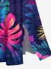 Robe mi-longue hawaïenne fendue grande taille à imprimé feuilles tropicales et fleurs d'hibiscus - Bleu Ciel L