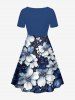 Plus Size Flowers Print Cinched Hawaii Dress -  