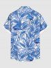 Chemise hawaïenne grande taille à imprimé feuilles tropicales et fleurs, avec poches et boutons, pour homme - Bleu 4XL