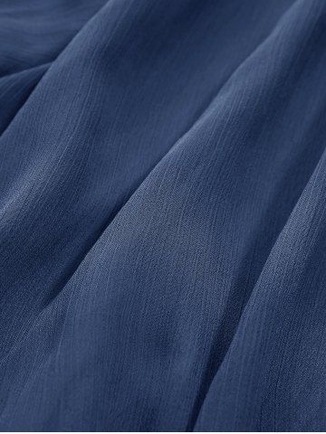 Plus Size Cold Shoulder Buckle Straps Mesh Bell Sleeve Top