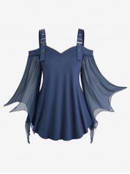 Haut en maille à manches cloche et bretelles à boucle et épaules dénudées grande taille - Bleu profond 5x | US 30-32