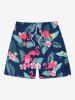 Matching Hawaii Shirt Shorts and Romper Plus Size Beach Outfit Tropical Leaf Hibiscus Flower Flamingo Print For Couples -  