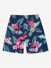 Matching Hawaii Shirt Shorts and Romper Plus Size Beach Outfit Tropical Leaf Hibiscus Flower Flamingo Print For Couples -  