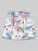 Tenue de plage hawaïenne assortie grande taille à imprimé feuilles tropicales et fleurs d'hibiscus pour couples - Blanc 