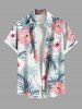 Tenue de plage hawaïenne assortie grande taille à imprimé feuilles tropicales et fleurs d'hibiscus pour couples - Blanc 