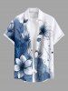 Tenue de plage hawaïenne assortie grande taille, motif floral aquarelle, peinture à l'encre, pour couple - Bleu 