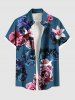 Tenue de plage hawaïenne assortie grande taille à imprimé floral ombré 3D pour couples - Bleu 
