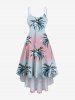 Tenue de plage hawaïenne assortie grande taille à imprimé cocotier ombré colorblock pour couples - Bleu clair 
