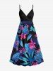 Tenue de plage hawaïenne assortie grande taille à imprimé tropical, fleurs, feuilles, papillons, pour couples - Noir 