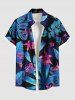 Tenue de plage hawaïenne assortie grande taille à imprimé tropical, fleurs, feuilles, papillons, pour couples - Noir 