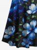 Plus Size Ombre Flower Leaf Glitter Galaxy Print Hawaii Cold Shoulder Crisscross A Line Maxi Dress -  