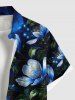 Plus Size Ombre Flower Leaf Glitter Galaxy Print Hawaii Button Pocket Shirt For Men -  