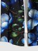 Plus Size Ombre Flower Leaf Glitter Galaxy Print Hawaii Button Pocket Shirt For Men -  