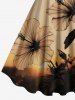 Plus Size Hibiscus Flower Sunset Print Hawaii A Line Tank Dress -  
