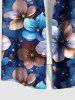Chemise hawaïenne à boutons et poches pour homme, grande taille, imprimé floral ombré pailleté - Bleu S