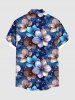 Chemise hawaïenne à boutons et poches pour homme, grande taille, imprimé floral ombré pailleté - Bleu S