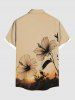 Chemise hawaïenne grande taille à imprimé hibiscus et coucher de soleil pour homme - Abricot 4XL
